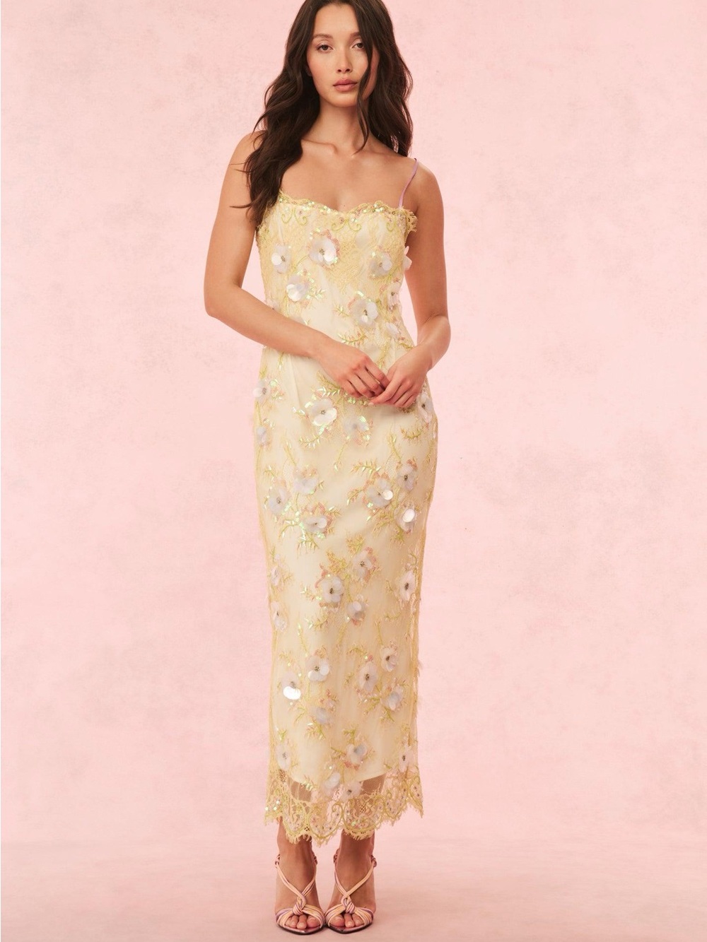 LoveShackFancy Emalia Embellished Lace Midi Dress - Picture 5 of 9